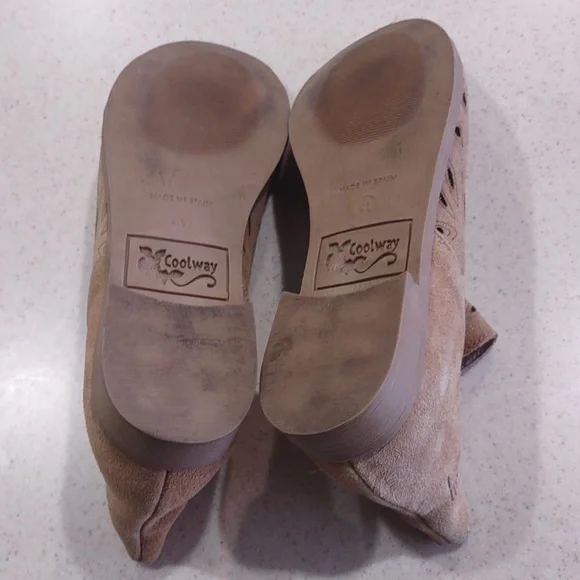 Coolway Tan Nelia Perforated Leather Side Zip Peep Toe Shoes Size 41/US 10 EUC - Picture 12 of 14